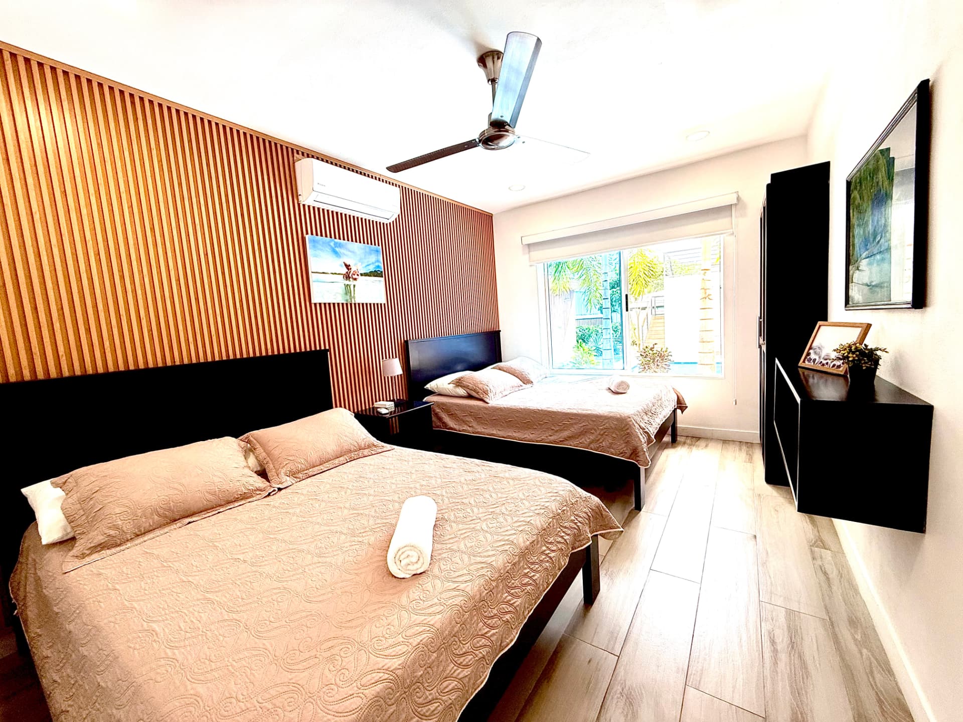 Second view of the twin bedroom with two double beds